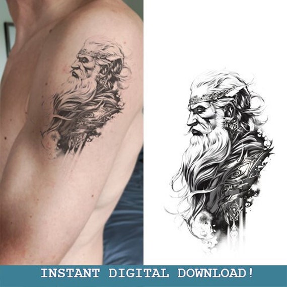 Odin Nordic Tattoo Graphic · Creative Fabrica