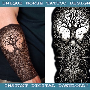 Yggdrasil Tattoo Design Instant Digital Download | Transparent Background | Norse Mythology | Scandinavic | Vikings