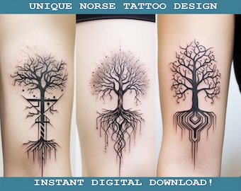 Yggdrasil Set Of 7 Unique Tattoo Design Instant Digital Download | Norse Mythology | Scandinavic | Vikings