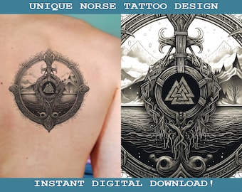 Norse Tribes Valknut Tattoo Design Sofortiger digitaler Download | Transparenter Hintergrund | Nordische Mythologie | Skandinavisch | Wikinger