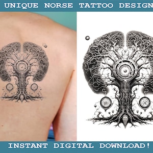 Yggdrasil Unique Tattoo Design In 2 Variants Instant Digital Download | Norse Mythology | Scandinavic | Vikings