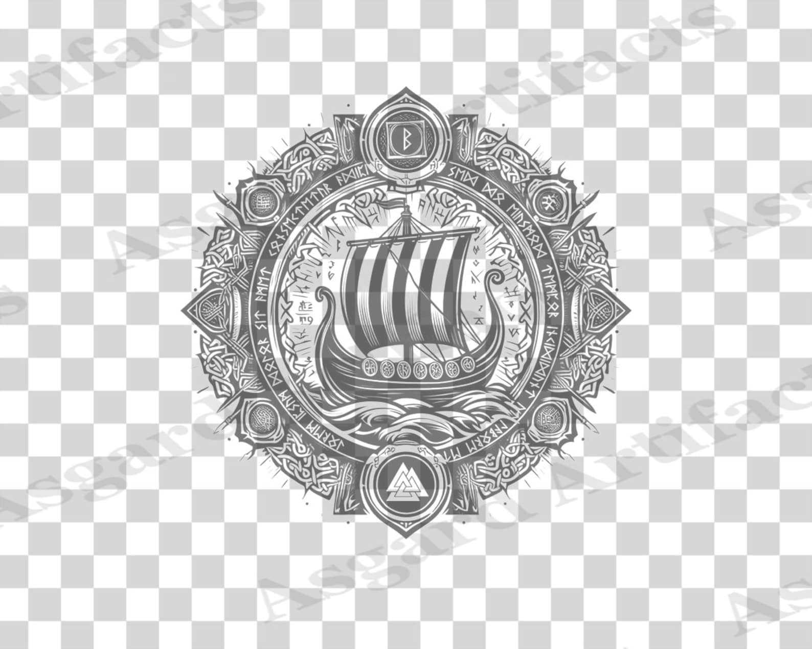 Viking Ship Tattoo Design Instant Digital Download | Transparent ...