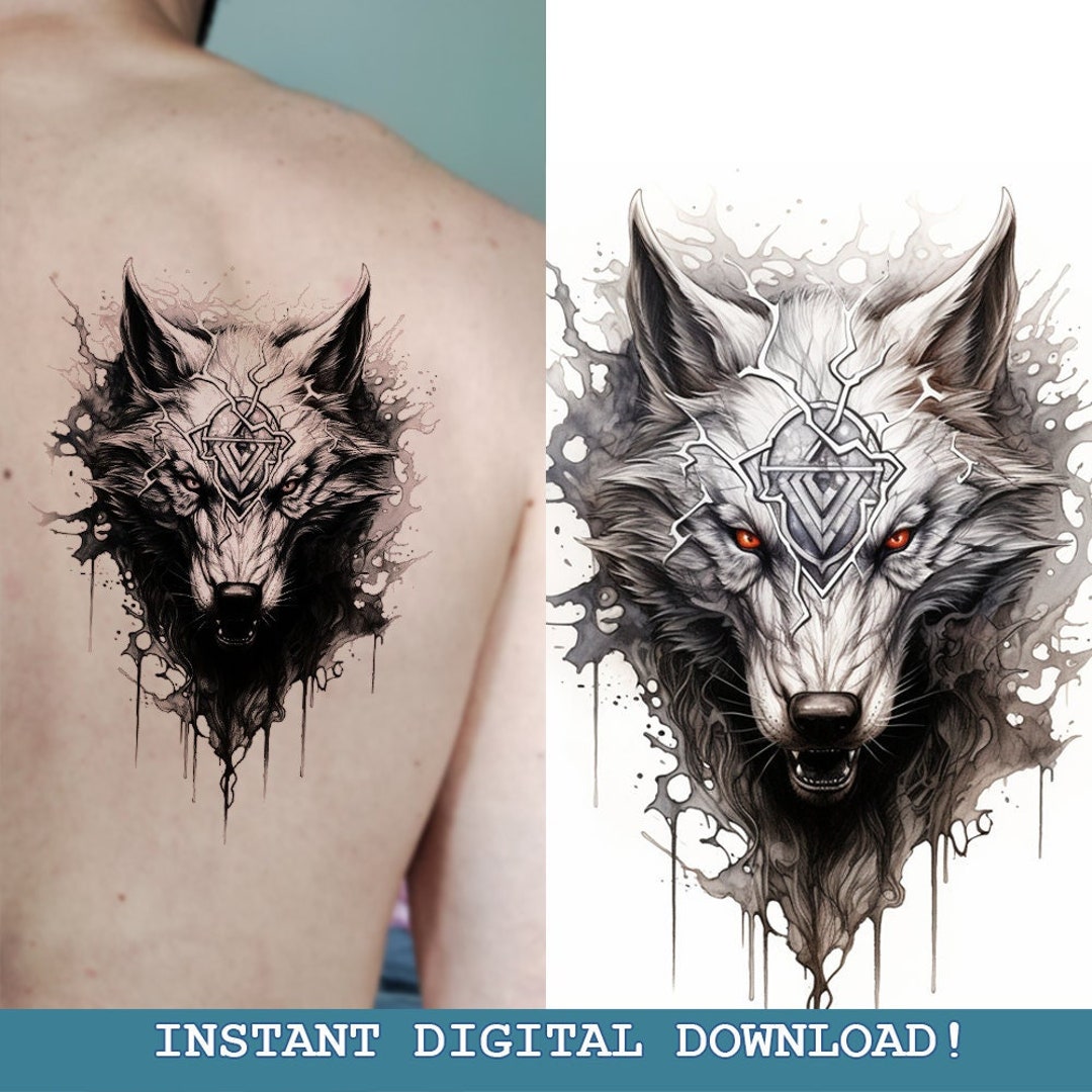 Fenrir Tattoo Set of 4 Instant Digital Download|norse Mythology