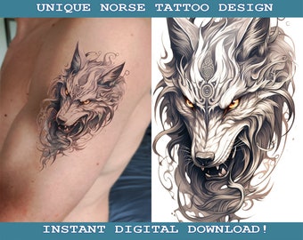 Fenrir Tattoo Design Instant Digital Download | Transparent Background | Norse Mythology | Scandinavic | Vikings