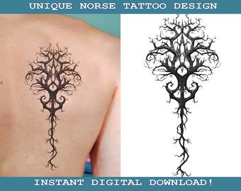 Tree Tattoo Design Instant Digital Download | Transparent Background | Norse Mythology | Scandinavic | Vikings