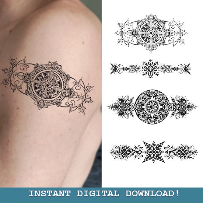 Norse Viking Patterns Set Of 4 Tattoo Designs Instant Digital Download | Norse Mythology | Scandinavic | Vikings