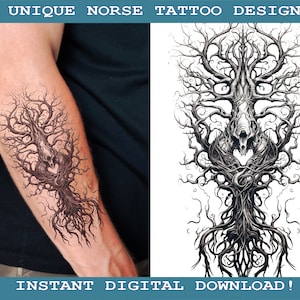 Yggdrasil Tattoo Design Instant Digital Download | Transparent Background | Norse Mythology | Scandinavic | Vikings