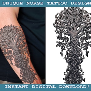 Yggdrasil Tribal Style Unique Tattoo Design Instant Digital Download | Norse Mythology | Scandinavic | Vikings