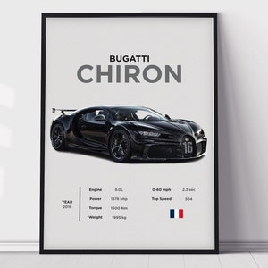 Bugatti Chiron Poster, Kinderzimmer Dekor, Haus Büro Kunst, Zimmer Dekor, Digitale Poster, Auto Poster