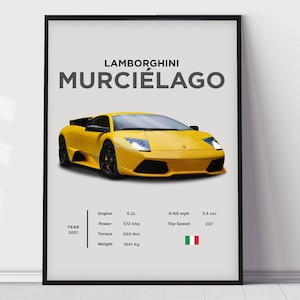 Lamborghini Murciélago Print, Boys Room Decor,  Home Office Art, Room Decor, Digital Posters, Car Posters
