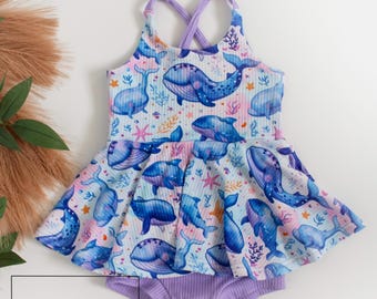 Whale Skirted Bodysuit, Ocean Themed Outfit, Whale Outfit, Girls Whale Outfit, Baby Girl Whale Outfit, Beach Themed Baby Girl Outfit