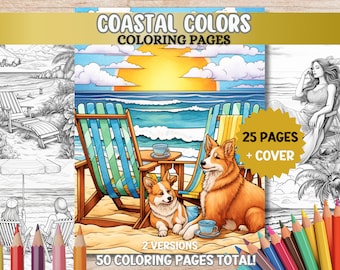 Summer Beach Coloring Pages Summer Time Coloring Pages Adult Coloring Book PDF Printable Digital Download Relaxing Art Activities