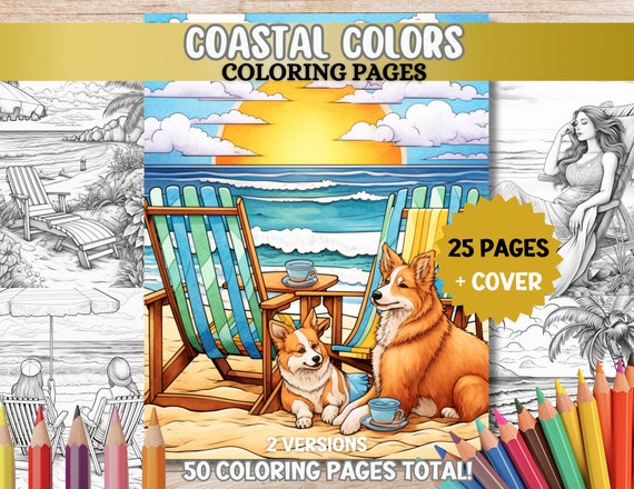 Summer Beach Coloring Pages Summer Time Coloring Pages Adult Coloring Book PDF Printable Digital Download Relaxing Art Activities