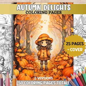 Fall Coloring Pages Autumn Coloring Pages Adult Coloring Book PDF Printable October Coloring Happy Fall Autumn Leaves Fall Pumpkin Patches image 1
