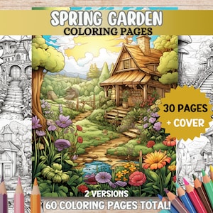 Spring Garden Coloring Pages Secret Garden Coloring Pages Relaxing Adult Coloring Book PDF Printable Digital Download Grayscale Coloring