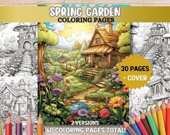 Spring Garden Coloring Pages Secret Garden Coloring Pages Relaxing Adult Coloring Book PDF Printable Digital Download Grayscale Coloring