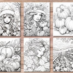 Fall Coloring Pages Autumn Coloring Pages Adult Coloring Book PDF Printable October Coloring Happy Fall Autumn Leaves Fall Pumpkin Patches image 4