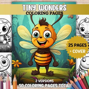 Cute Bugs Fantasy Coloring Pages Cutie Bugs Coloring Pages Adult Coloring Book PDF Printable Digital Download Relaxing Art Coloring Book