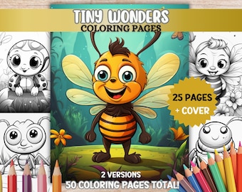 Cute Bugs Fantasy Coloring Pages Cutie Bugs Coloring Pages Adult Coloring Book PDF Printable Digital Download Relaxing Art Coloring Book