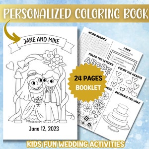 Wedding Activity Book for Kids Printable Kids Activity Kits for Wedding Kids Wedding Coloring Book Personalized Cover DIY Wedding Pages Idea