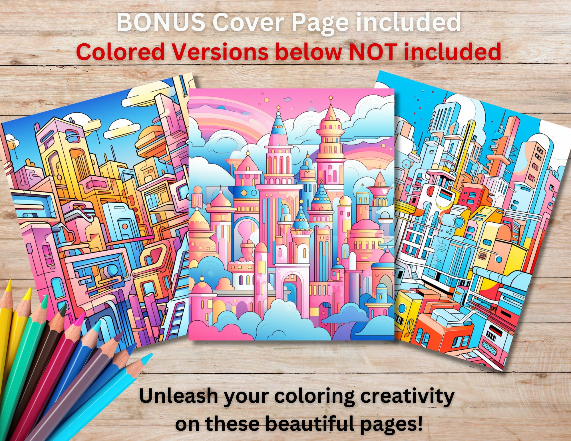 Cityscape Patterns Coloring Pages Futuristic Architectural Buildings ...