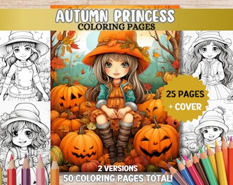 Herbst Lieblinge Malseiten Kawaii Erwachsene Malbuch Herbst Malseiten Malseiten Herbstblätter Malseiten PDF zum Ausdrucken