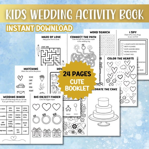 Kids Coloring Pages Printable Wedding - Etsy