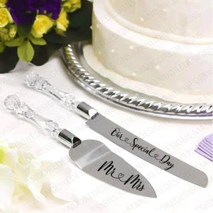 Wedding Cake Personalised Server and Slicer Gift Set for Bride & Groom made of Stainless Steel