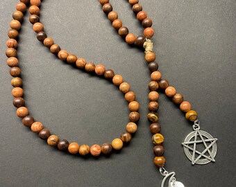 Dual Pendant Crossroads Choices Pagan Prayer Beads / Witch Rosary / Witch's Ladder / Meditation Beads Numerology Infused Guidance