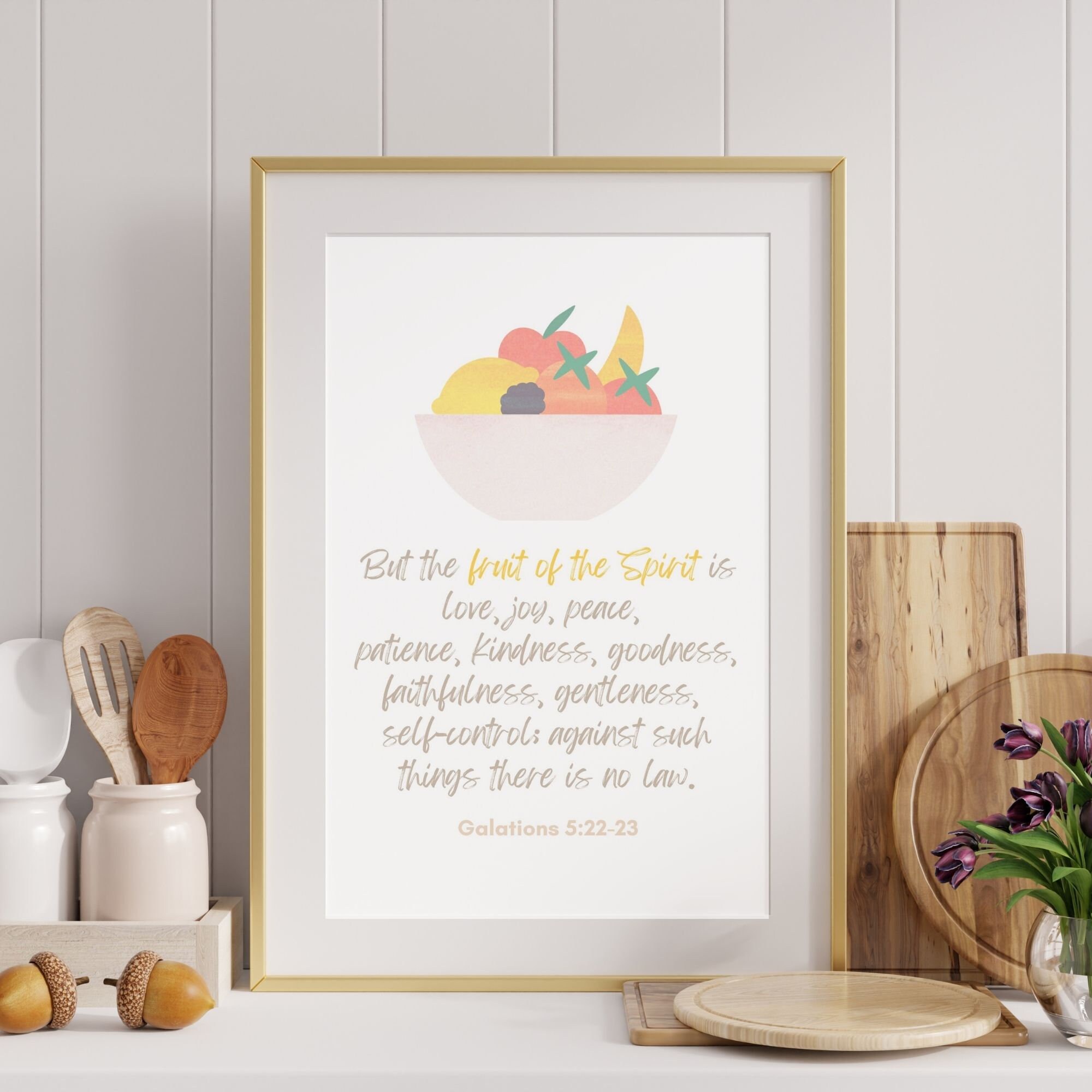 Galatians 5:22-23, Fruit of the Spirit Wall Art Printable Sign, Bible ...