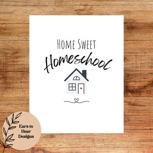 Home Sweet Homeschool, Homeschool Sign, Homeschool Sign Print, Neutral Homeschool Decor, Homeschool Sign Minimal