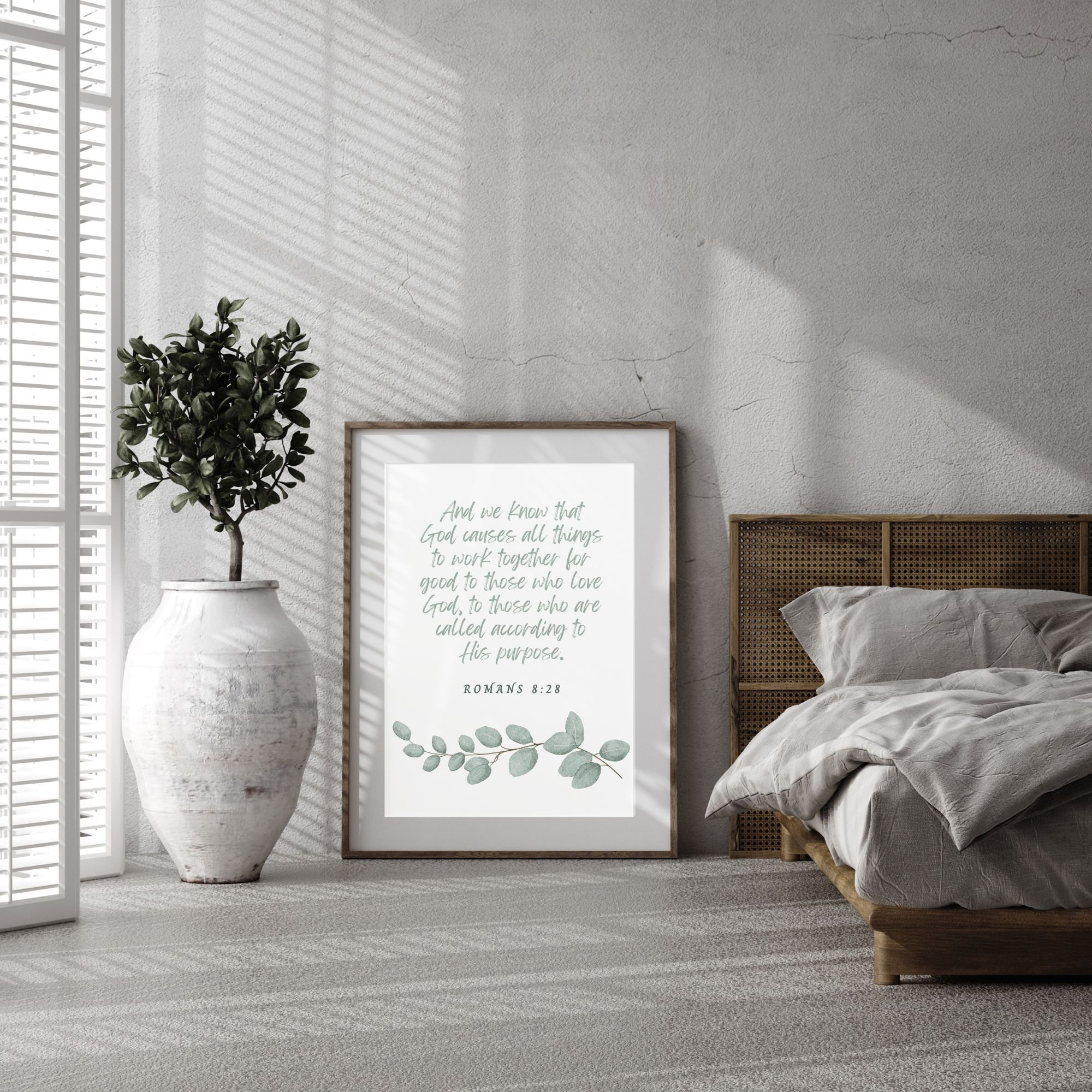 Romans 8:28 Wood Sign - Inspirational Bible Verse Wall Decor For Home And Office