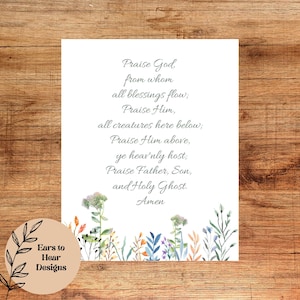 Praise God From Whom All Blessings Flow Sign, Doxology Sign, Christian Wall Art, Doxology Printable Wall Art, Christian Printable, Hymn Art