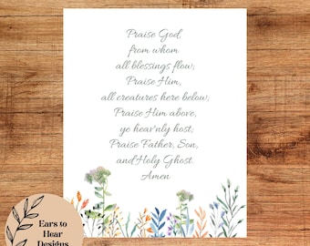Praise God From Whom All Blessings Flow Sign, Doxology Sign, Christian Wall Art, Doxology Printable Wall Art, Christian Printable, Hymn Art