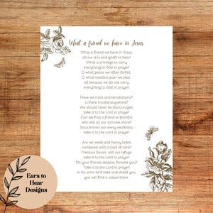 What A Friend We Have in Jesus Hymn, Christian Hymn Wall Art Print, christelijke aanmoedigingscadeau, christelijk decor, gereformeerd aanbiddingslied