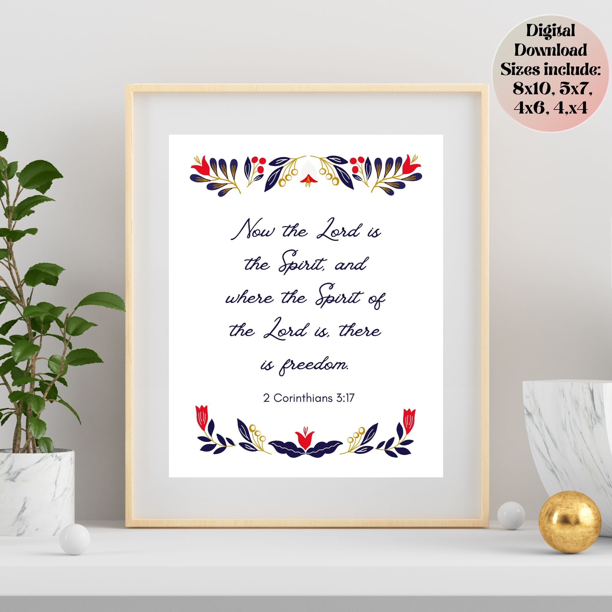 Instant Print Cor 2 Corinthians 3:17, Instant Download Wall Art Freedom Bible Verse ...