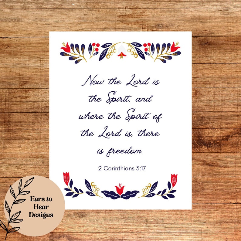 Instant Print Cor 2 Corinthians 3:17, Instant Download Wall Art Freedom Bible Verse ...