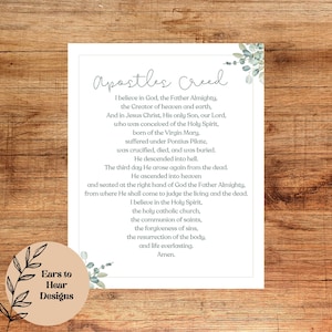 The Apostles Creed Print, Prayer Wall Art, Scripture Wall Art, Christian Wall Art, Apostles Creed Prayer, Reformed Theology wall art