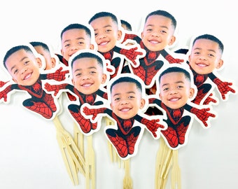 Miles Morales Personalized Photo Cupcake Toppers - 12ct