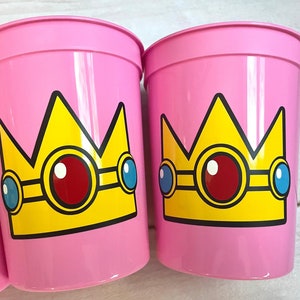 Princess Peach Party Cups, Mario Party Cups Reusable 16oz Stadium Cups Super Mario Favors Super Mario Party Cups Superhero Party Decorations