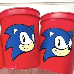 Sonic Party Cups Reusable 16oz Stadium Cups Sonic Favors Sonic Party Cups Sonic the Hedgehog Party Decorations