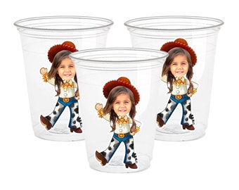 Toy Story Personalized Face Party Cups - 16oz Disposable Cups (Jessie)