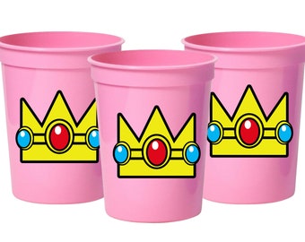 Princess Peach Party Cups - 16oz Stadium Cups (Super Mario Bros)