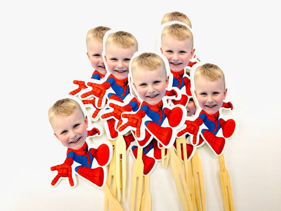 Spiderman Photo Cupcake Toppers – Personalized Birthday Party Decor