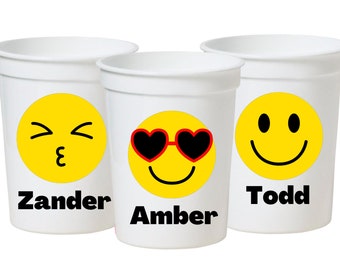 Emoji Party Cups - 16oz Stadium Cups (Smiley Face)