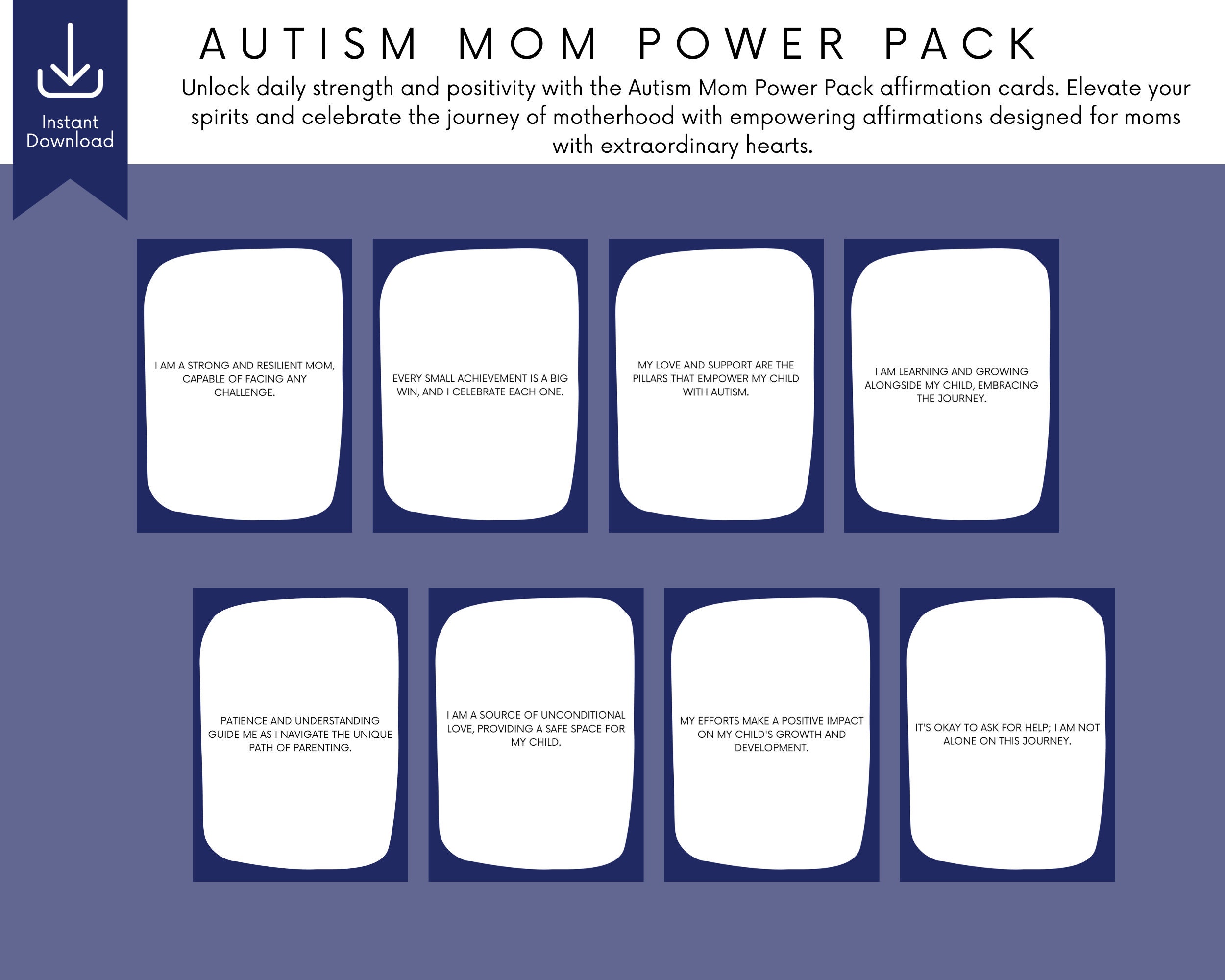 Printable Postive Affirmation Cards for Autism Moms, Motivational Cards ...