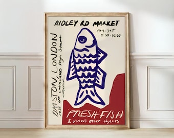 Impresión de sardinas, lata de sardinas, póster vintage, arte de pared retro de sardinas, impresión de peces, arte de pared ecléctico, arte de cocina colorido, póster maximalista