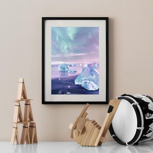 Islandia Wydruk Islandia Ilustracja Islandia Malarstwo Islandii Wydruk Zorza Polarna Wydruk Światła Północne Wydruk Plaża Diamentowa Wydruk Prezent Islandii | POBIERZ zdjęcie 5