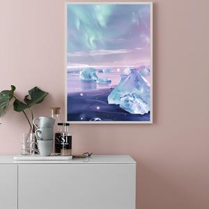 Islandia Wydruk Islandia Ilustracja Islandia Malarstwo Islandii Wydruk Zorza Polarna Wydruk Światła Północne Wydruk Plaża Diamentowa Wydruk Prezent Islandii | POBIERZ zdjęcie 8