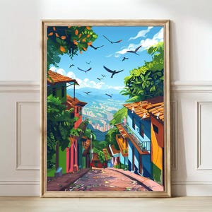 Medellín Impresión Colombia Ilustración Medellín Cartel de Viaje Medellín Pintura Estampado Floral Impresión Nostalgia / DESCARGA DIGITAL